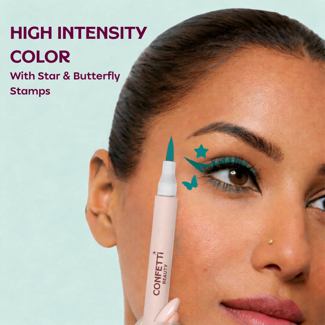 Too Cool for School Venom | 2 in 1 Blue Eyeliner with Butterfly Stamp | Felt Tip Pen with Graphic Stamp | Quick-Dry Formula | Shade Blue - View 4 of 8