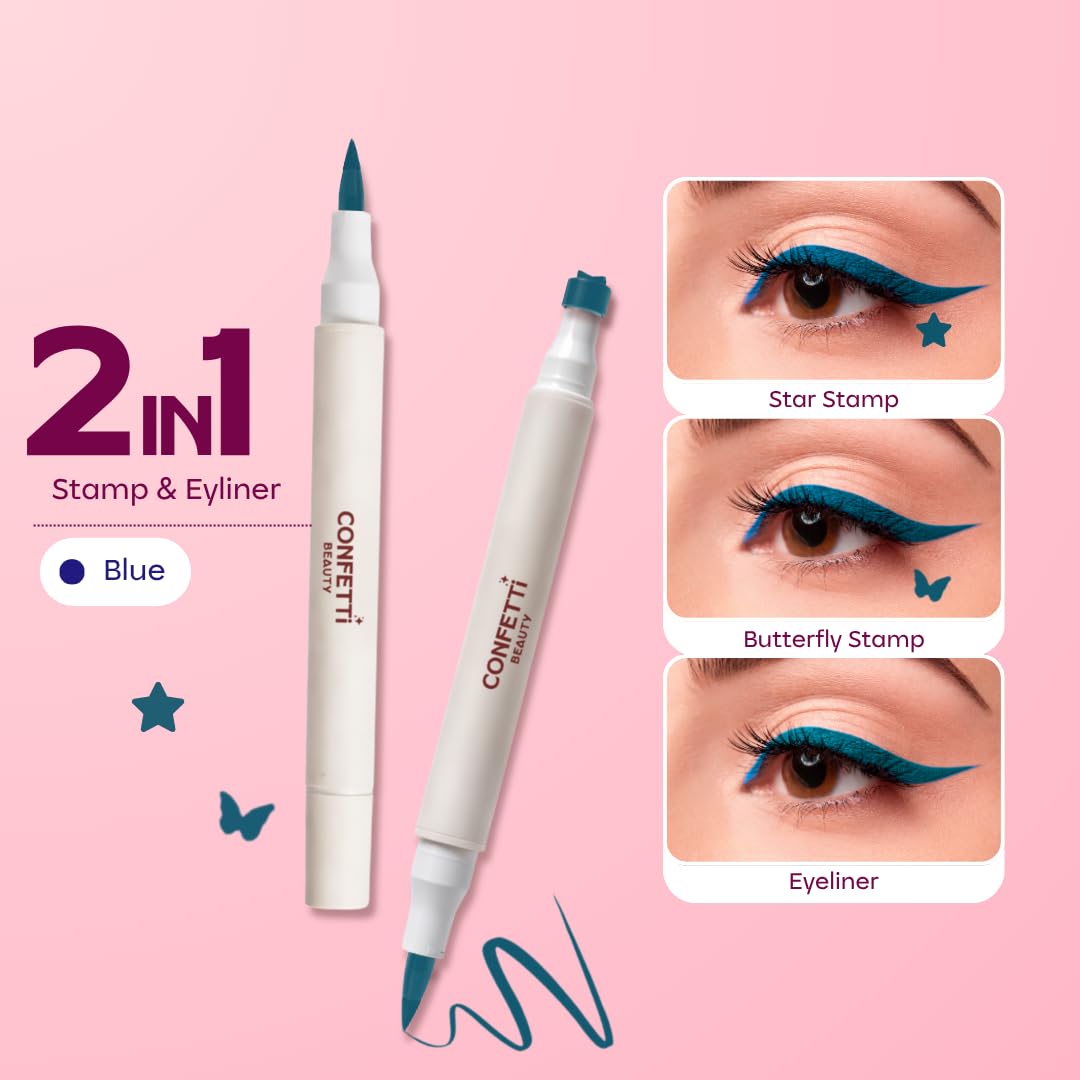 Too Cool for School Venom | 2 in 1 Blue Eyeliner with Butterfly Stamp | Felt Tip Pen with Graphic Stamp | Quick-Dry Formula | Shade Blue - View 6 of 8