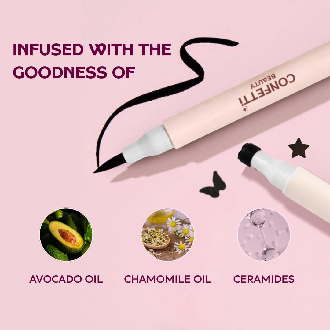 Too Cool for School Inked | 2 in 1 Black Eyeliner with Star Stamp | Felt Tip Pen with Graphic Stamp | Quick-Dry Formula | Shade Black - View 4 of 8
