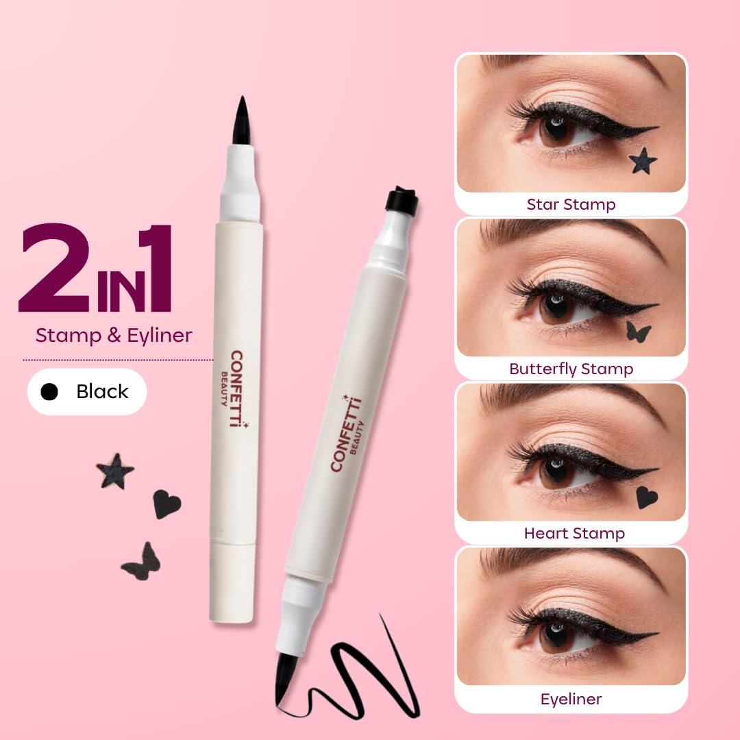 Too Cool for School Inked | 2 in 1 Black Eyeliner with Star Stamp | Felt Tip Pen with Graphic Stamp | Quick-Dry Formula | Shade Black - View 7 of 8