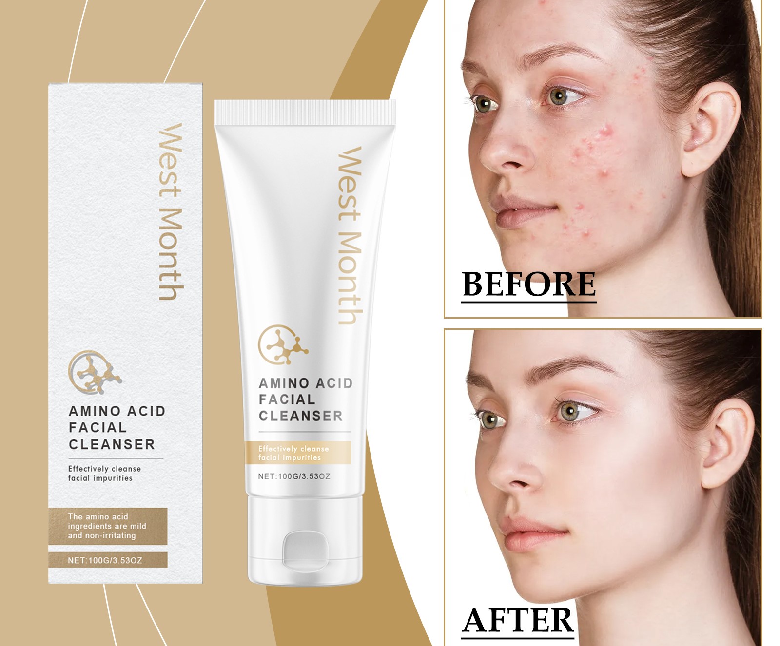 West & Month Amino Acid Cleanser – Gentle Hydrating Face Wash for Deep Pore Care, Skin Smoothing & Moisturizing Daily Skincare - View 3 of 3