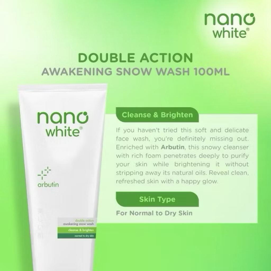 Nanowhite Double Action Awakening Snow Wash Cleanser 50ml – Brightening & Hydrating Facial Cleanser for Normal to Dry Skin (Clearance Exp 04/2027) - View 3 of 3