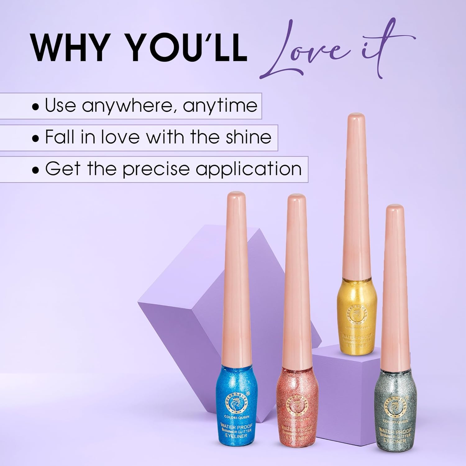 Colors Queen Sky Eyes Shimmer Glitter Waterproof Liquid Eyeliner | Long Lasting, Highly Pigmented & Smudge Proof for Eye Makeup (Shade - 11, 5ml) - View 3 of 3