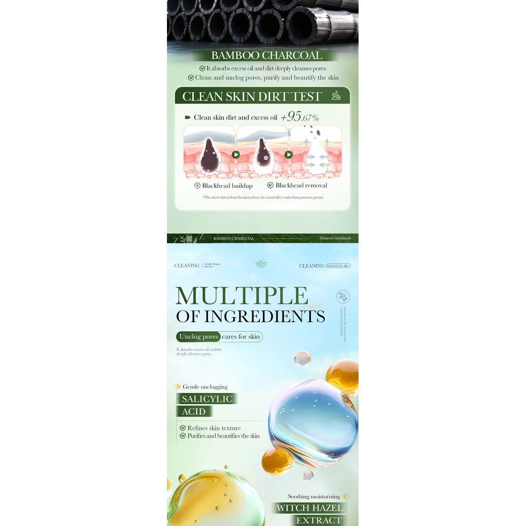 SADOER Bamboo Charcoal Blackhead Removal Stick 9g – Deep Cleansing Pore Care Stick for Removing Blackheads, Excess Oil & Skin Impurities - View 2 of 3