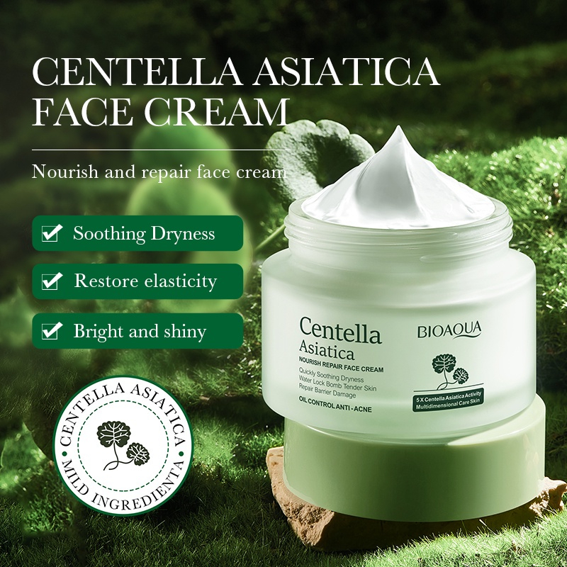 BIOAQUA Centella Asiatica Soothing Repair Face Cream 50g – Oil Control, Anti-Acne & Deep Hydrating Moisturizer for Calm, Smooth Healthy Skin - View 2 of 3