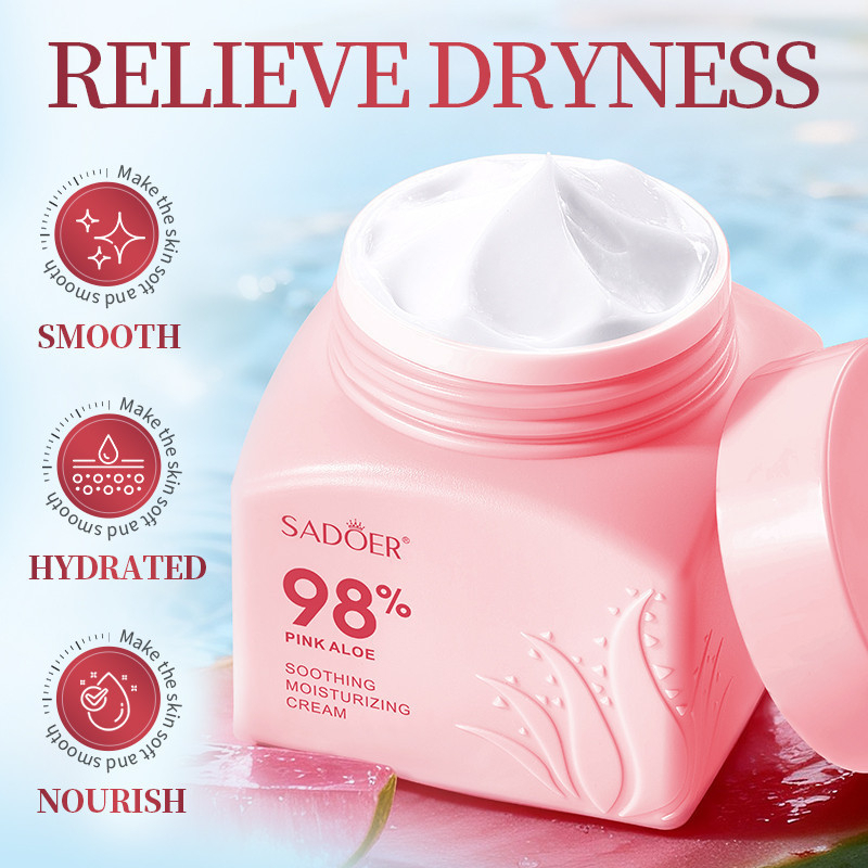ROREC / SADOER Pink Aloe 98% Moisturizing Cream 50g – Soothing Hydrating Skin Barrier Repair Face Cream for Smooth, Soft & Healthy Skin - View 3 of 3