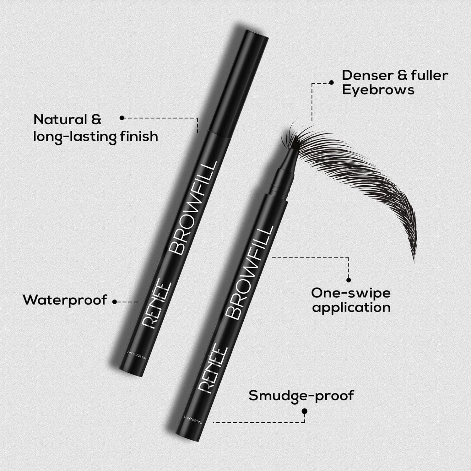 RENEE Browfill Eyebrow Pen - Black | Waterproof & Smudge-Proof | One Swipe Application | Micro Precision | Natural & Long-Lasting Finish | For Denser & Fuller Eyebrows | Easy to Use | Cruelty-Free - View 4 of 5