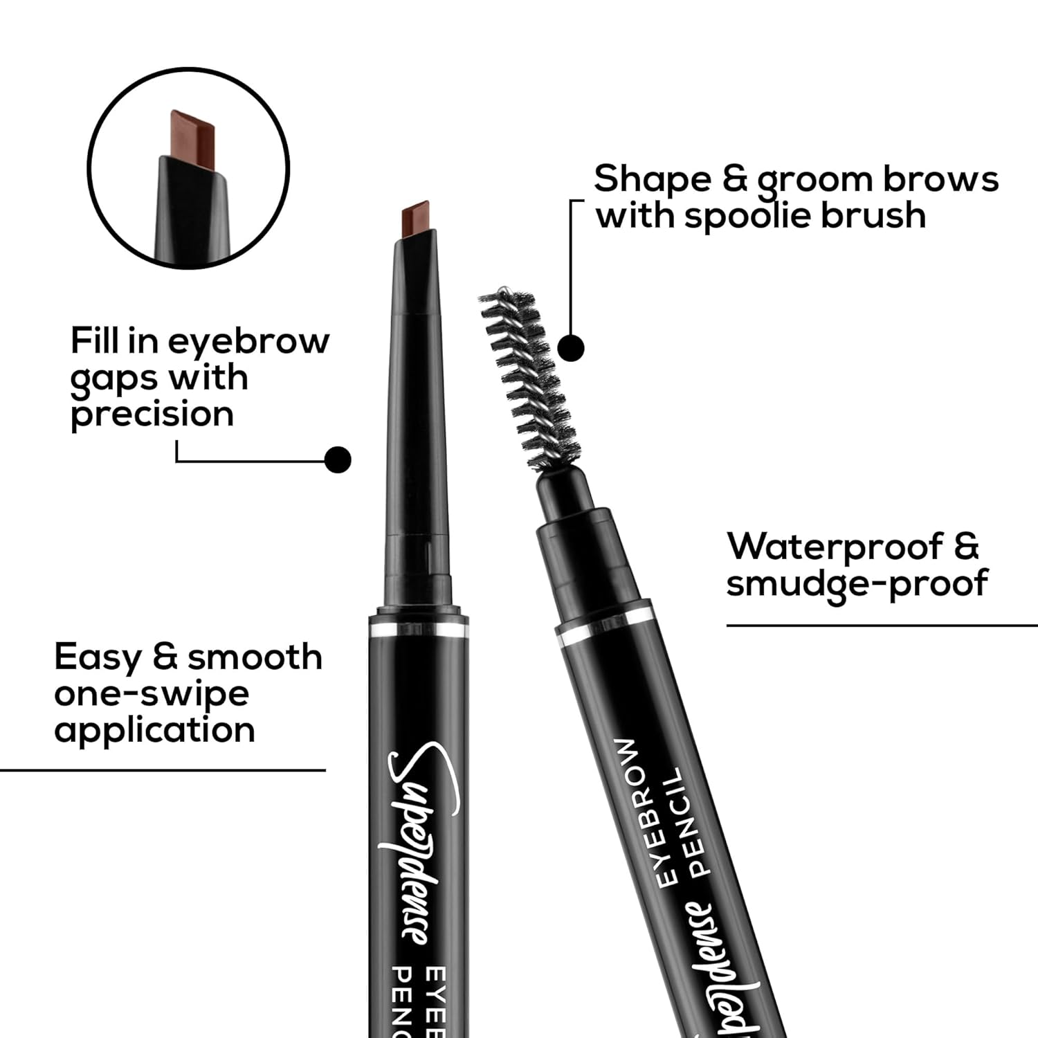 RENEE Superdense Eyebrow Pencil with Spoolie - Brown, Smudge Proof, Waterproof, Highly Pigmented for Fill in Brow Gaps, Smooth One-Swipe Precision Application, Enriched with Vitamin C & Jojoba Oil - View 6 of 6