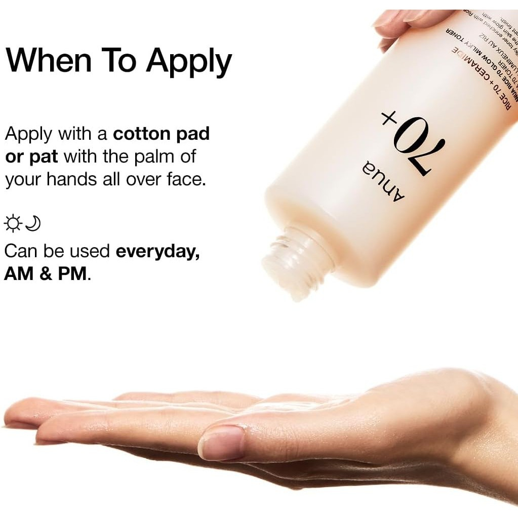 Anua Glow Milky Toner 250ml – Rice Water & Niacinamide Brightening Hydrating Facial Toner for Smooth, Radiant & Glowing Skin Care - View 2 of 3