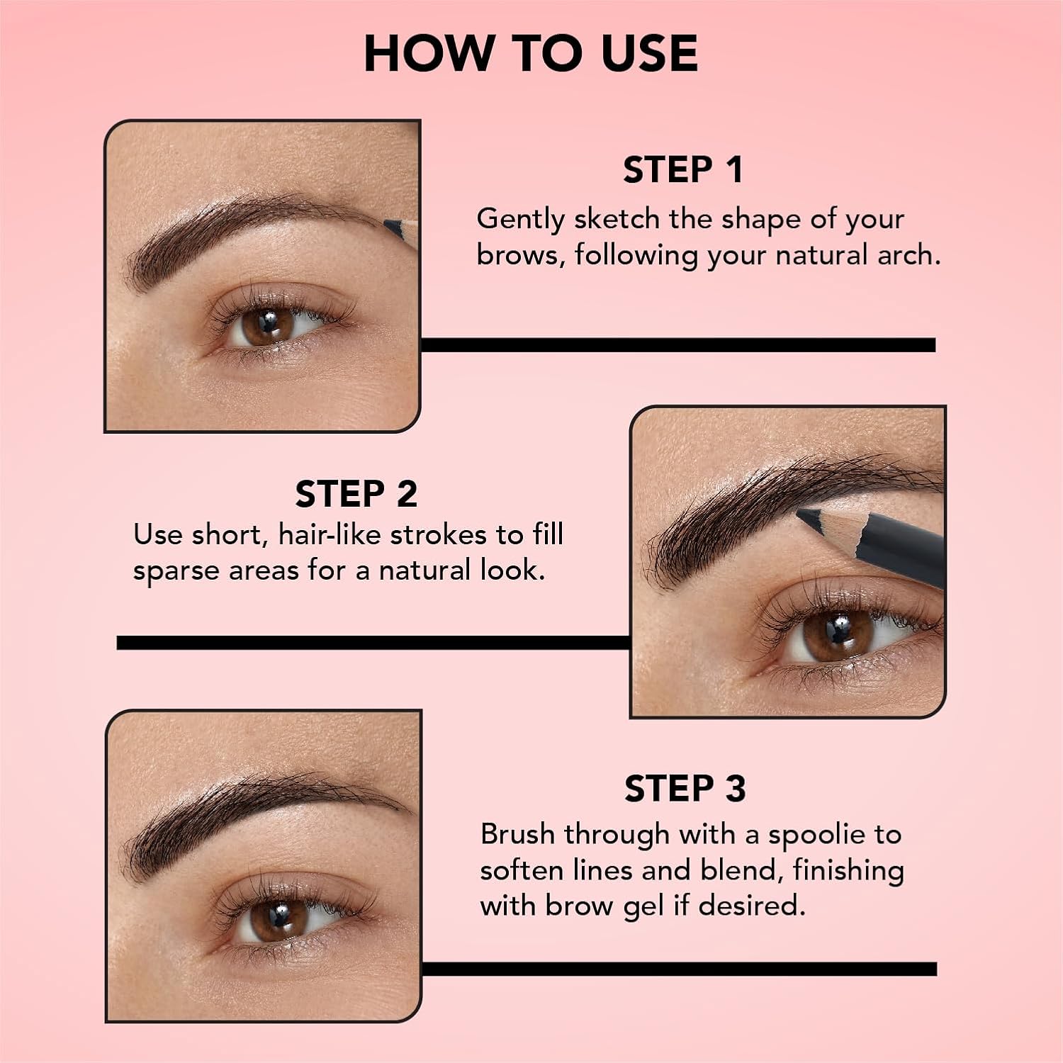 MARY JO K Waterproof Eyebrow Pencil | Highly Pigmented | Sculpts & Fills | Precision Tip | Fluffy Brush | Natural Finish | 1.8g | Black - View 3 of 8