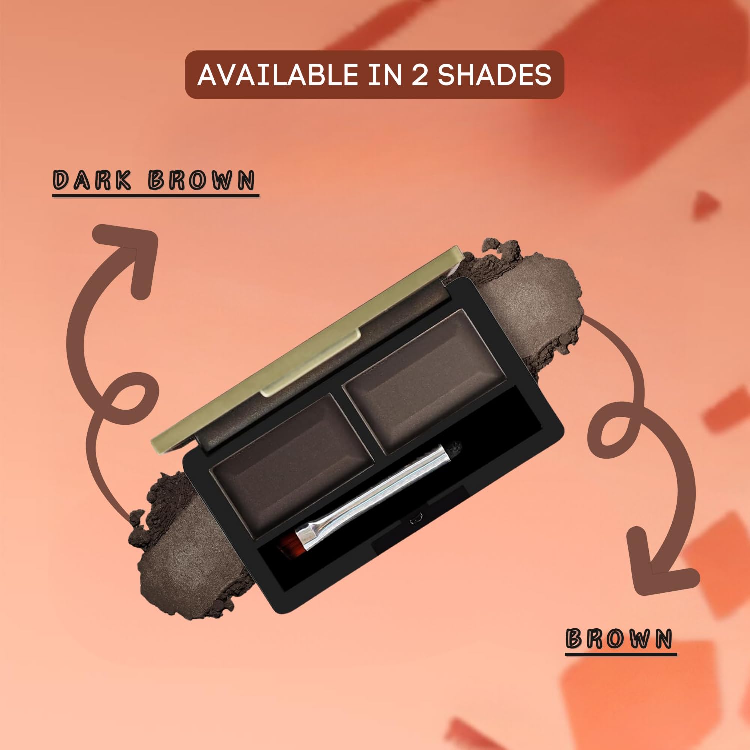 FASHION COLOUR Dual Eyebrow Powder Kit | Powder With Brush | Long-Lasting | Natual Looking Brows | Rich Color Payoff | Shaped & Defined Brows | Available in 2 Shades | Waterproof and smudgeproof | Brown | 8gm - View 2 of 6