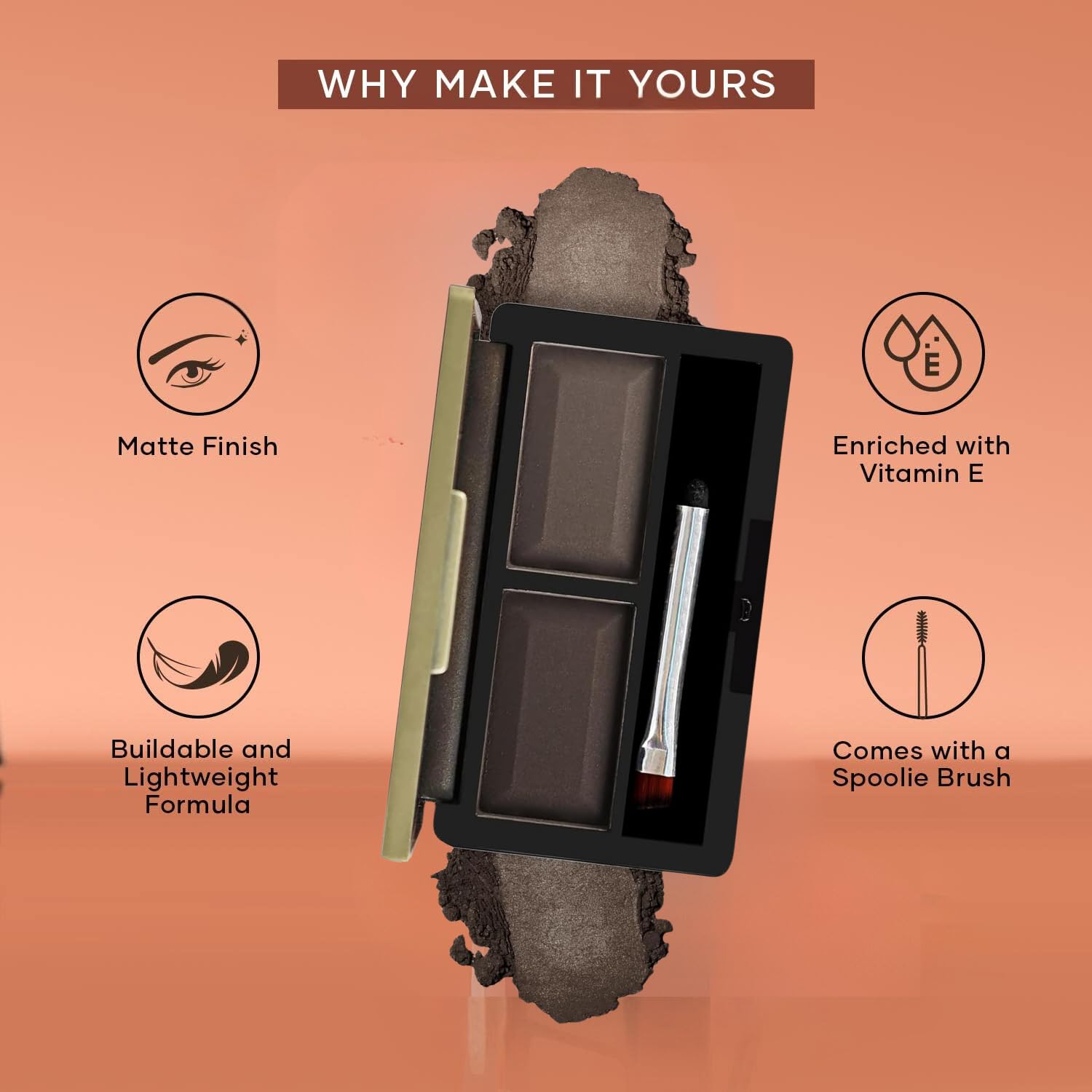 FASHION COLOUR Dual Eyebrow Powder Kit | Powder With Brush | Long-Lasting | Natual Looking Brows | Rich Color Payoff | Shaped & Defined Brows | Available in 2 Shades | Waterproof and smudgeproof | Brown | 8gm - View 6 of 6