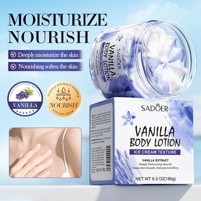 [ROREC] SADOER Ice Cream Texture Body Lotion – Deep Moisturizing & Nourishing Smooth Skin 180g- Vanilla(FROM MALAYSIA) - View 2 of 3