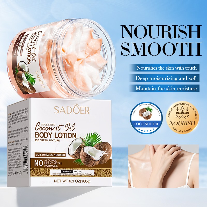 [ROREC] SADOER Ice Cream Texture Body Lotion – Deep Moisturizing & Nourishing Smooth Skin 180g- Coconut Oil(FROM MALAYSIA) - View 2 of 3
