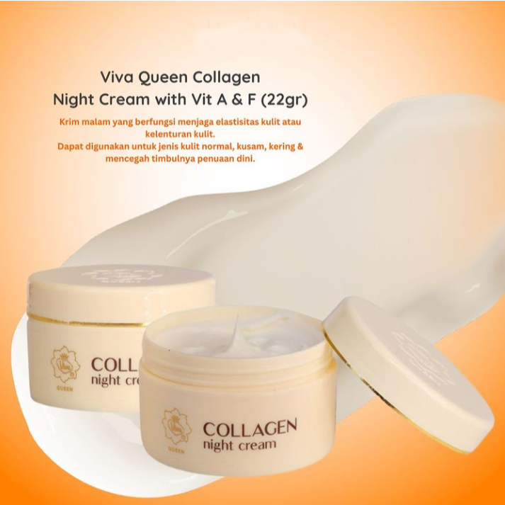 Kotty Cosmetics Viva Queen Collagen Night Cream with Vitamin A & F 22g – Anti-Aging Moisturizing Night Cream for Elasticity, Skin Rejuvenation, Hydration & Smooth Glowing Facial Care - View 3 of 3