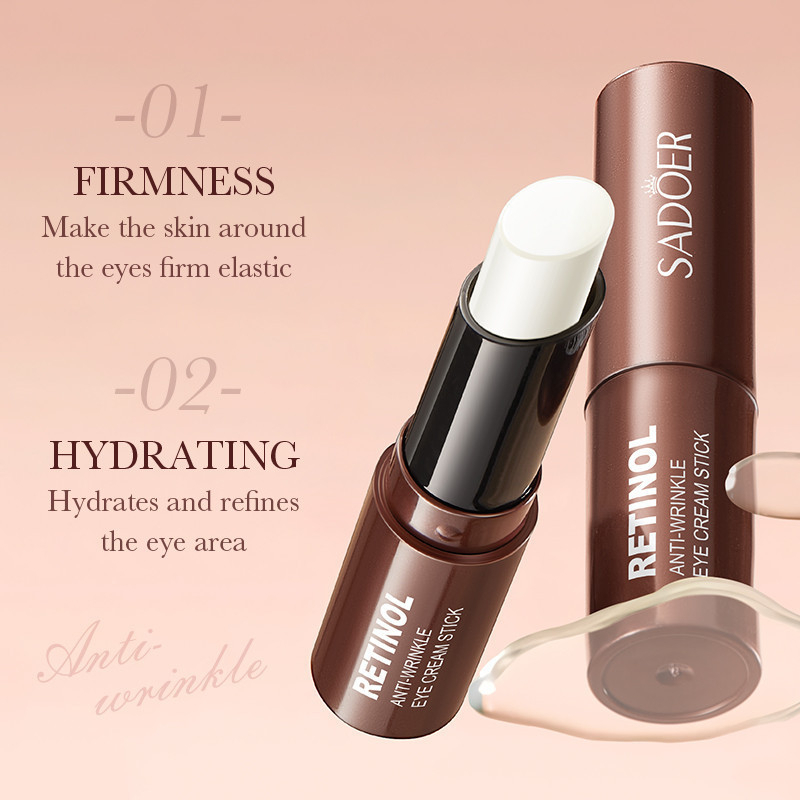 ROREC SADOER Retinol Anti-Wrinkle Eye Cream Stick 3g – Moisturizing Eye Care for Dark Circles, Fine Lines, Eye Bags & Fishtail Wrinkle Smoothing Treatment - View 2 of 3