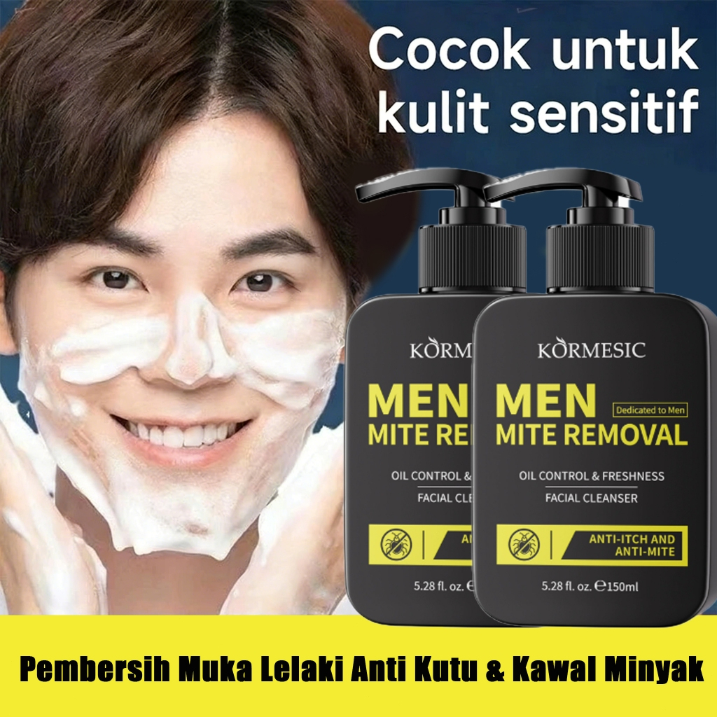 Men Facial Cleanser Face Wash 150ml – Moisturizing Oil Control Blackhead Removal Anti-Itch Anti-Mite Deep Cleansing Men Skin Care Daily Fresh & Clean Skin - View 2 of 3