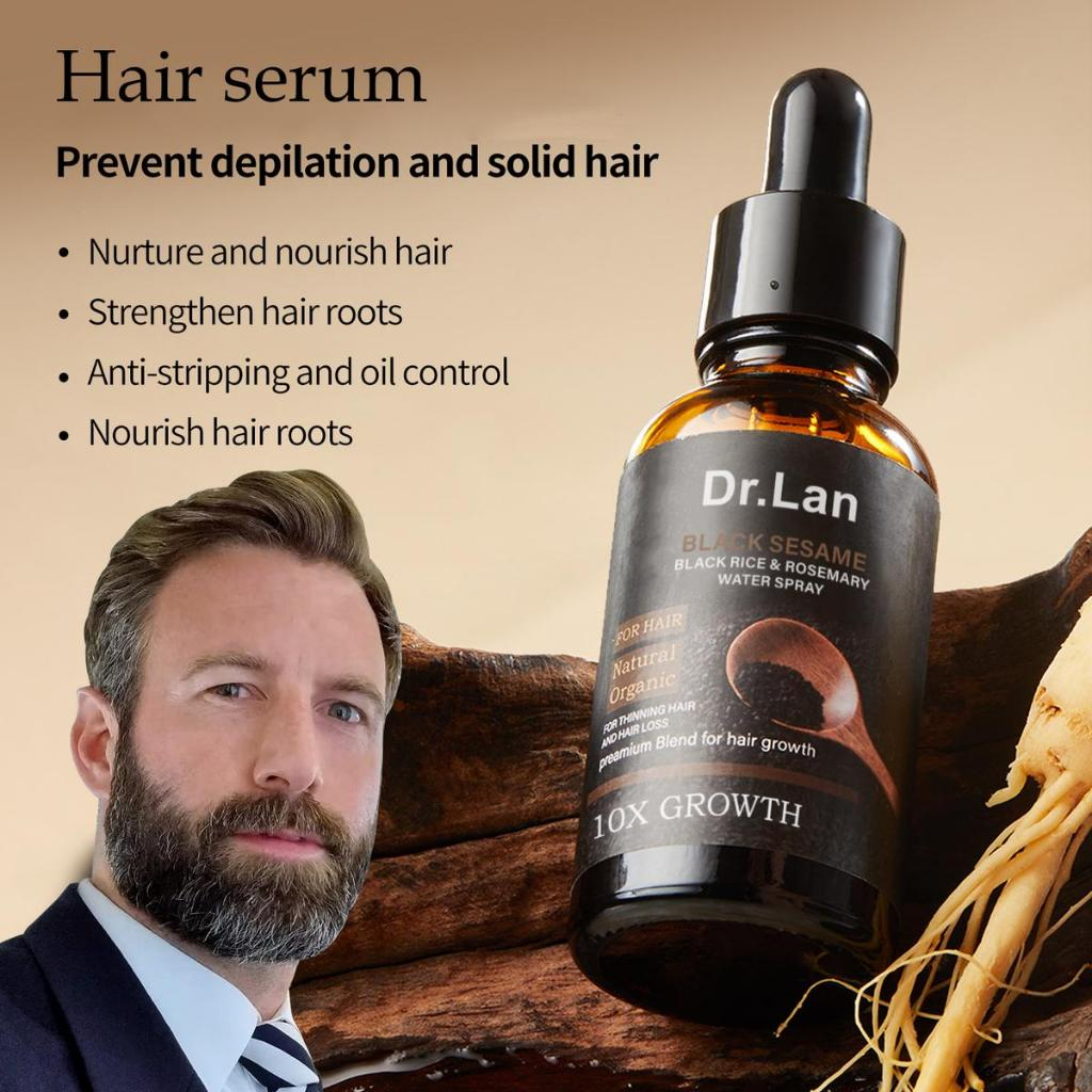 DR.LAN Hair Serum Natural Formula FDA Approved – Ginseng & Black Sesame Hair Growth Serum for Hair Fall Control, Strengthening Roots, Nourishing Scalp & Healthy Hair Care - View 2 of 3