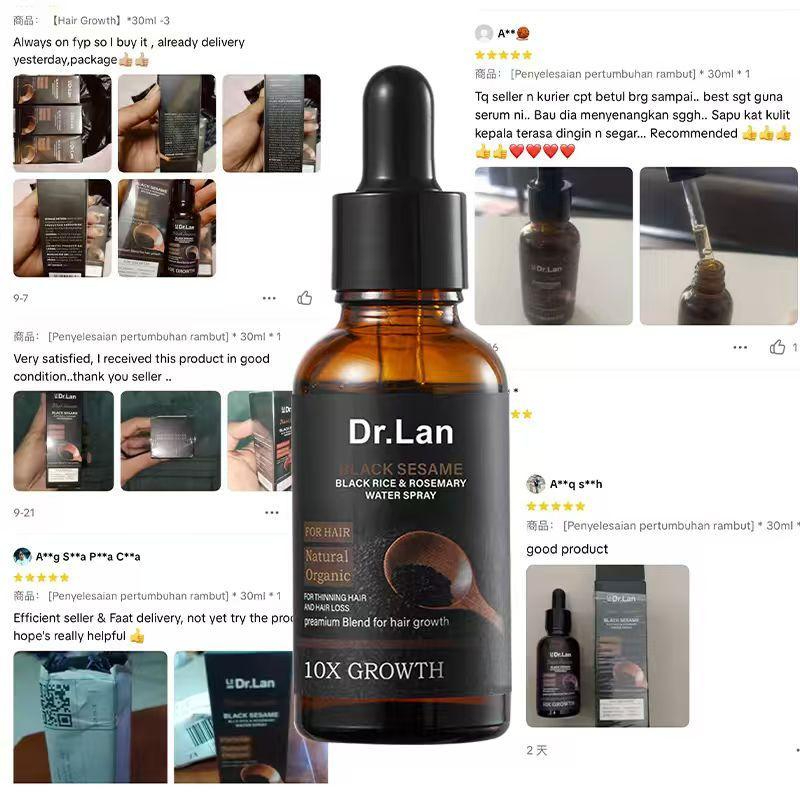 DR.LAN Hair Serum Natural Formula FDA Approved – Ginseng & Black Sesame Hair Growth Serum for Hair Fall Control, Strengthening Roots, Nourishing Scalp & Healthy Hair Care - View 3 of 3