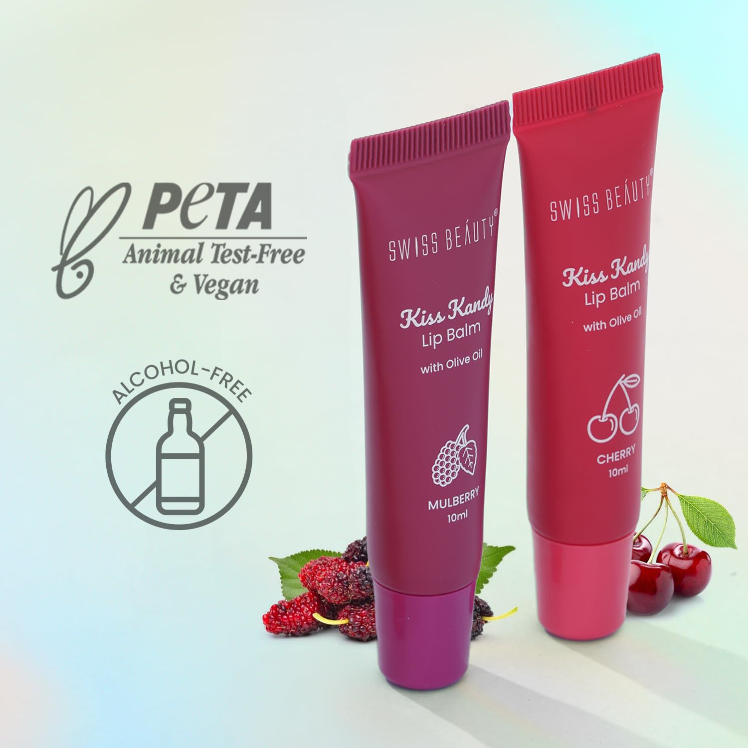 Swiss Beauty Kiss Kandy Tinted Lip Balm | Moisturising Non-Sticky Formula with Olive Oil & Vitamin E | Soft, Smooth & Hydrated Lips All Day | Cherry, 10ml - View 6 of 6