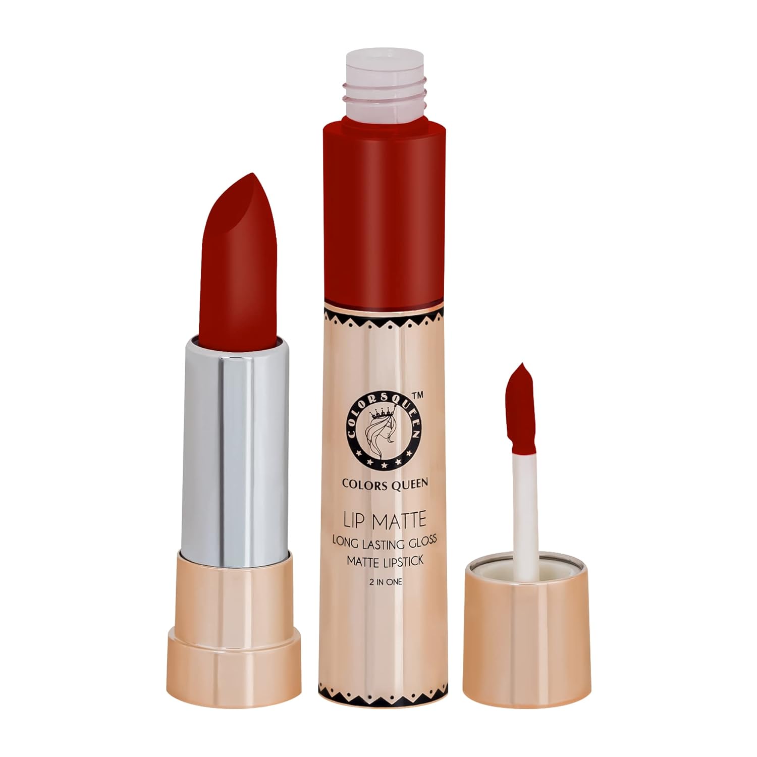 Colors Queen 2 in 1 Matte Lipstick | Lip Matte | Long Lasting Gloss, Waterproof, Non Transferable | (33 - Karina Orange, 8g) - View 4 of 5