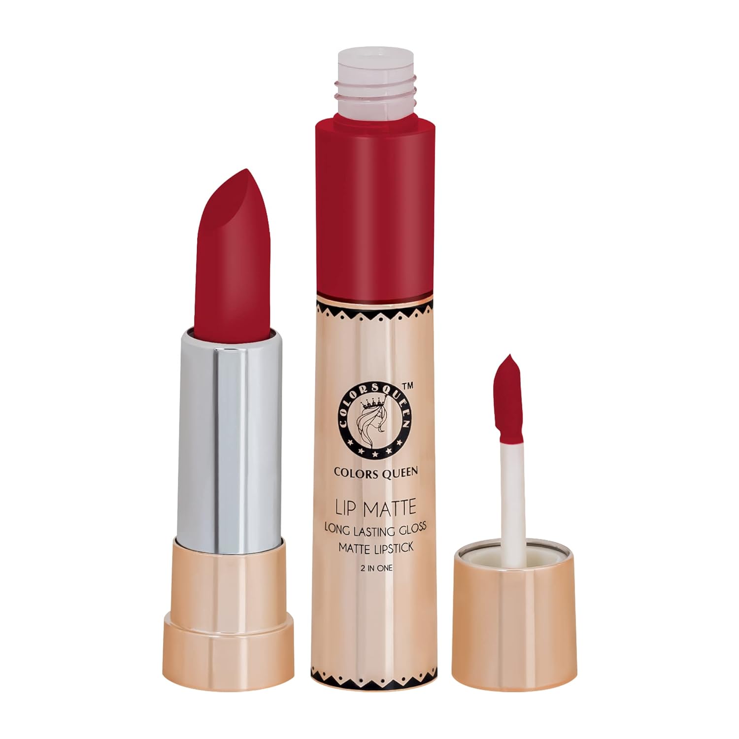 Colors Queen 2 in 1 Matte Lipstick | Lip Matte | Long Lasting Gloss, Waterproof, Non Transferable | (35 - Peach Orange) - View 3 of 4