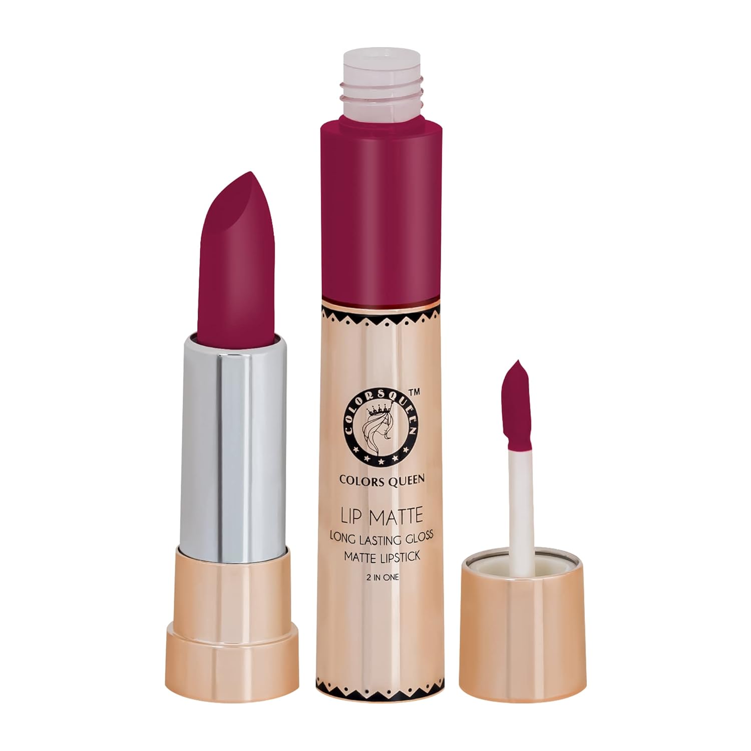 Colors Queen 2 in 1 Matte Lipstick | Lip Matte | Long Lasting Gloss, Waterproof, Non Transferable| (30 - Pink 8g) - View 4 of 5