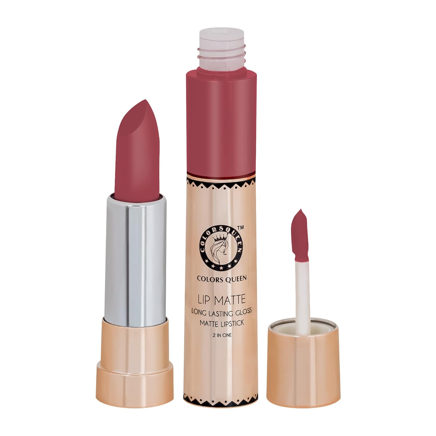 Colors Queen 2 in 1 Matte Lipstick | Lip Matte | Long Lasting Gloss, Waterproof, Non Transferable| (48 - Queen Nude, 8g) - View 4 of 5