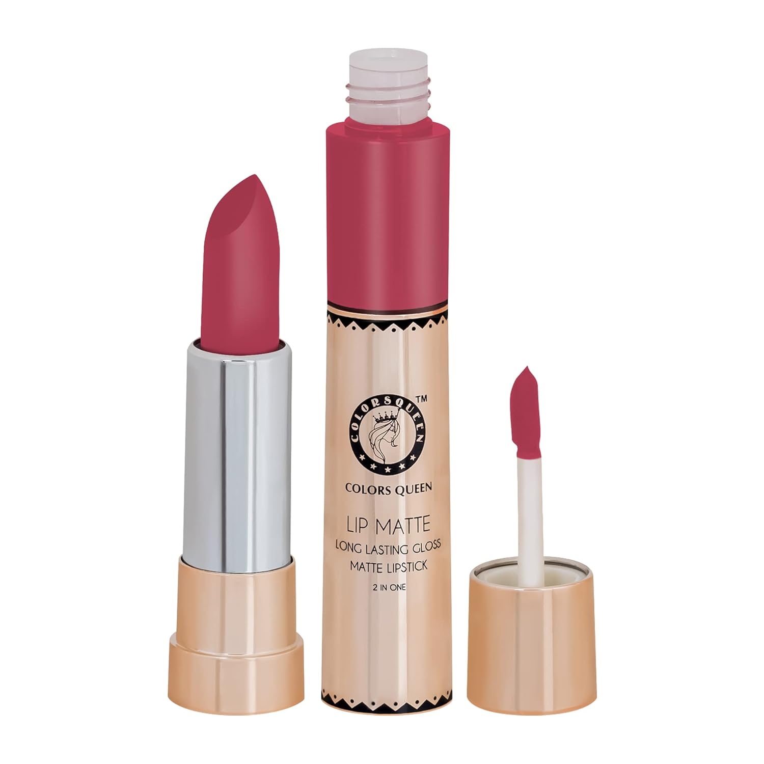 Colors Queen 2 in 1 Matte Lipstick | Lip Matte | Long Lasting Gloss, Waterproof, Non Transferable| (18 - Sexy Peach, 8g) - View 4 of 5