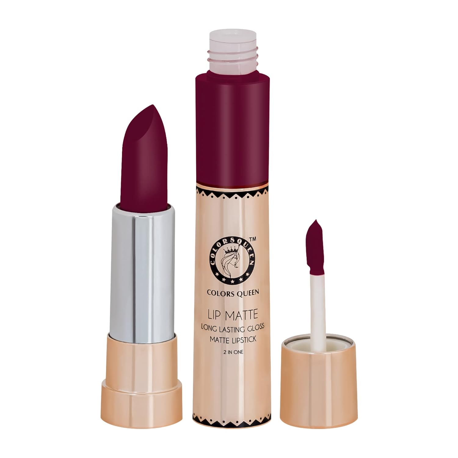 Colors Queen 2 in 1 Matte Lipstick | Lip Matte | Long Lasting Gloss, Waterproof, Non Transferable Lipstick (42 - Shimmer Pink, 8g) - View 4 of 5