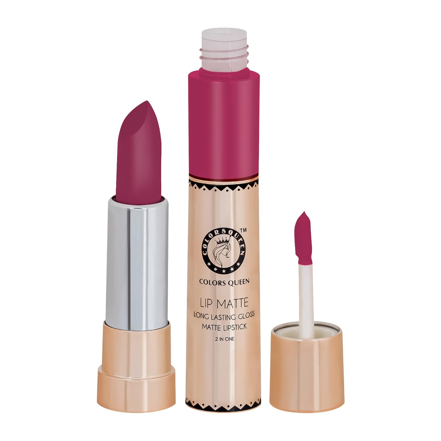 Colors Queen 2 in 1 Matte Lipstick | Lip Matte | Long Lasting Gloss, Waterproof, Non Transferable | (45 - Sweet Sixteen,8g) - View 4 of 5