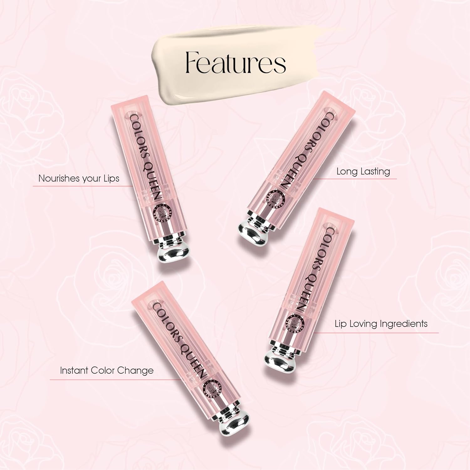 Colors Queen Lip Glow Color Changing Lip Balm | Instant Hydration, Nourishing Formula Gives Sheer Pink Tint | Repairs Damaged Barrier | Lip Balm for Dry & Chapped Lips - 3.2g - View 3 of 4