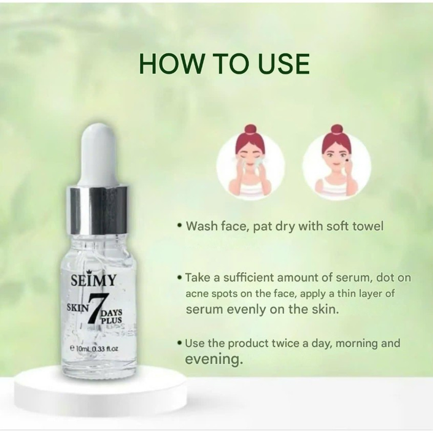 Seimy Acne and Dark Spot Reduction Serum Skin 7 Days Plus 10ml Face Treatment for Pimples, Acne Marks, Dark Spots, Skin Brightening, Oil Control, and Skin Repair with Soothing Herbal Extract Formula-1pcs - View 2 of 3
