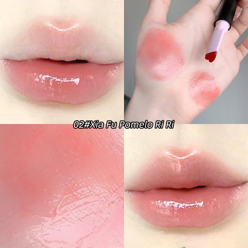 Gege Bear Solid Lip Gloss Stick | Heart-Shaped Applicator Tip | Buildable Coverage from Sheer to Bold | Pigment with Zero Sticky Feel | Glass-Lip High-Shine Korean Style Glossy Finish | Moisturizing Lip Color Pink, Peach & Brown | Nourishing And Soften Lips For Women (02# Xia Fu Pomelo Ri Ri, 1.8g) - View 8 of 8