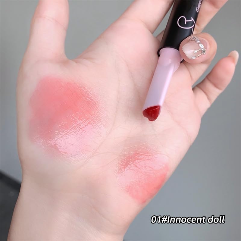 Gege Bear Solid Lip Gloss Stick | Heart-Shaped Applicator Tip | Buildable Coverage from Sheer to Bold | Pigment with Zero Sticky Feel | Glass-Lip High-Shine Korean Style Glossy Finish | Moisturizing Lip Color Pink, Peach & Brown | Nourishing And Soften Lips For Women (01# Innocent Doll, 1.8g) - View 2 of 8