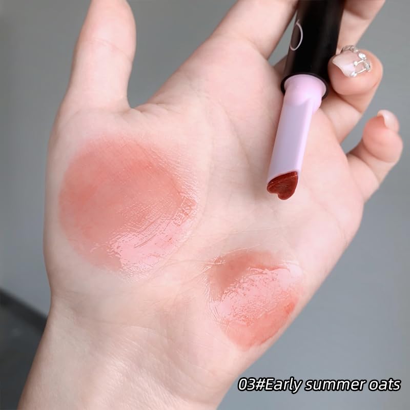 Gege Bear Solid Lip Gloss Stick | Heart-Shaped Applicator Tip | Buildable Coverage from Sheer to Bold | Pigment with Zero Sticky Feel | Glass-Lip High-Shine Korean Style Glossy Finish | Moisturizing Lip Color Pink, Peach & Brown | Nourishing And Soften Lips For Women (03# Early Summer Oats, 1.8g) - View 2 of 8
