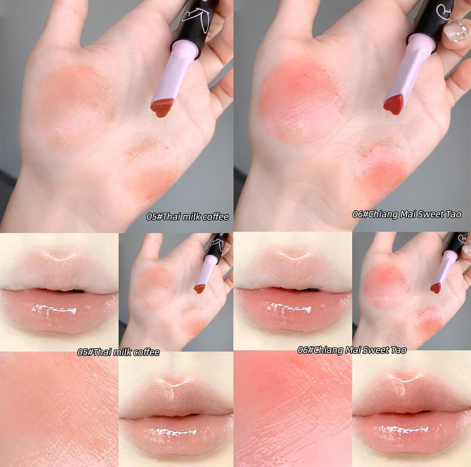 Gege Bear Solid Lip Gloss Stick | Heart-Shaped Applicator Tip | Buildable Coverage from Sheer to Bold | Pigment with Zero Sticky Feel | Glass-Lip High-Shine Korean Style Glossy Finish | Moisturizing Lip Color Pink, Peach & Brown | Nourishing And Soften Lips For Women (03# Early Summer Oats, 1.8g) - View 5 of 8