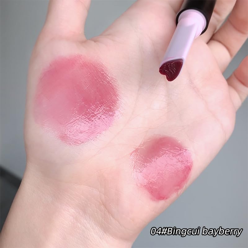 Gege Bear Solid Lip Gloss Stick | Heart-Shaped Applicator Tip | Buildable Coverage from Sheer to Bold | Pigment with Zero Sticky Feel | Glass-Lip High-Shine Korean Style Glossy Finish | Moisturizing Lip Color Pink, Peach & Brown | Nourishing And Soften Lips For Women (04# Bingcui Bayberry, 1.8g) - View 2 of 7