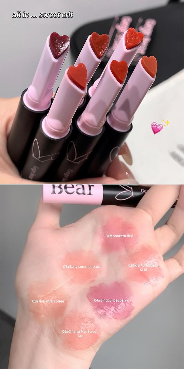 Gege Bear Solid Lip Gloss Stick | Heart-Shaped Applicator Tip | Buildable Coverage from Sheer to Bold | Pigment with Zero Sticky Feel | Glass-Lip High-Shine Korean Style Glossy Finish | Moisturizing Lip Color Pink, Peach & Brown | Nourishing And Soften Lips For Women (05# Thai Milk Coffee, 1.8g) - View 5 of 7