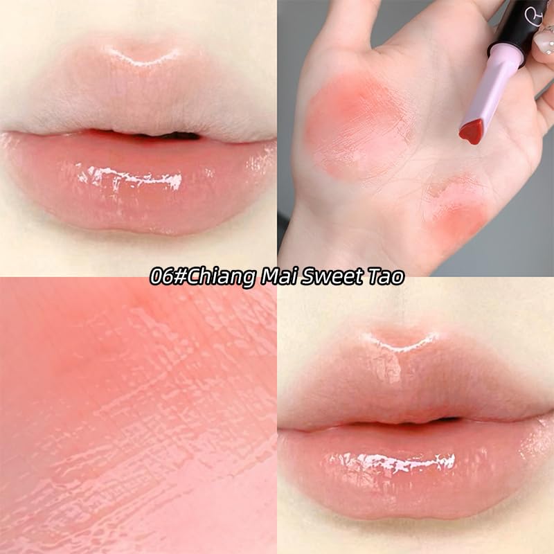 Gege Bear Solid Lip Gloss Stick | Heart-Shaped Applicator Tip | Buildable Coverage from Sheer to Bold | Pigment with Zero Sticky Feel | Glass-Lip High-Shine Korean Style Glossy Finish | Moisturizing Lip Color Pink, Peach & Brown | Nourishing And Soften Lips For Women (06# Chiang Mai Sweet Tao, 1.8g) - View 6 of 6