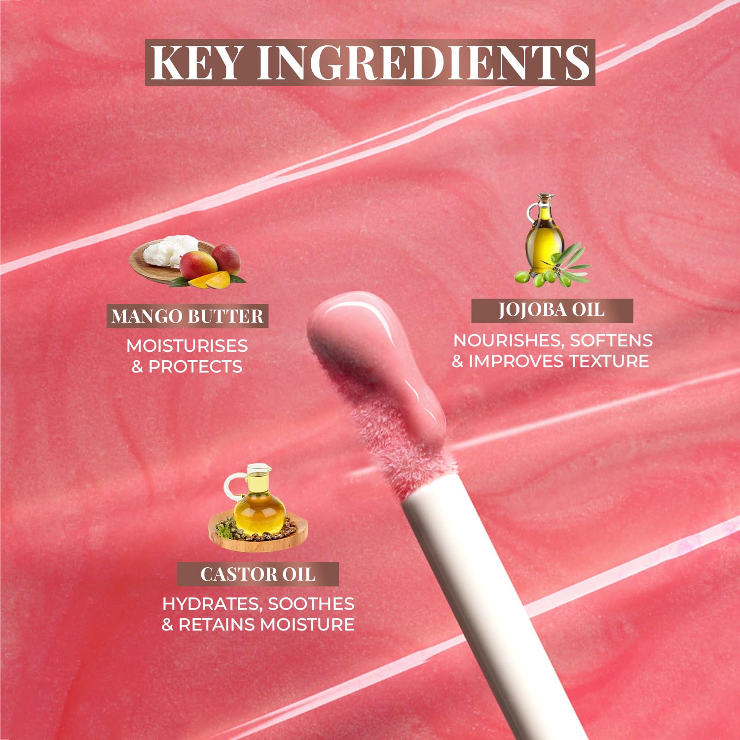 Just Herbs Serum Infused Lip Gloss for Women, Lightweight Non-Sticky High Glossy Moisturizing and Hydrating Lip Gloss  Cherry Blossom 3 ml - View 4 of 7