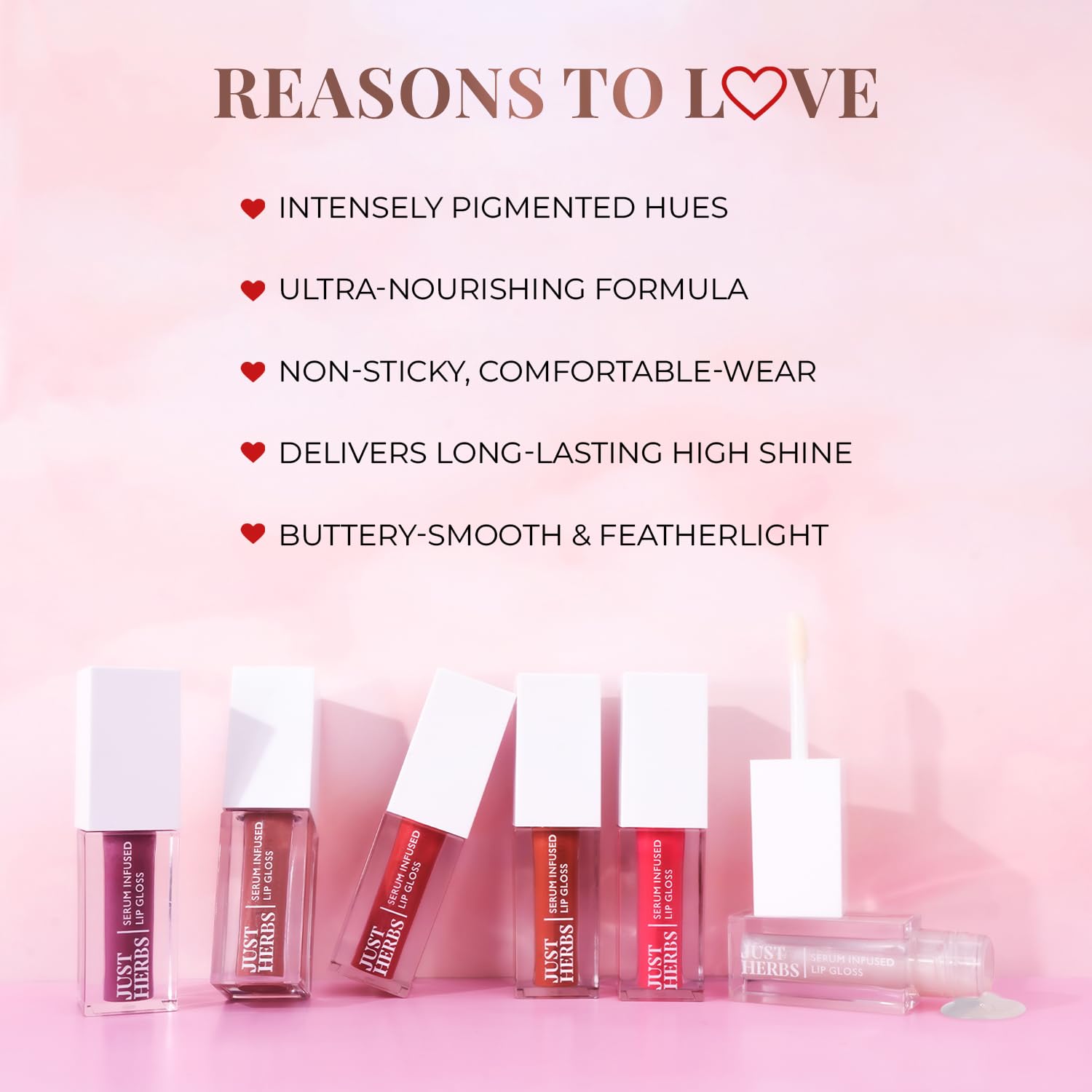 Just Herbs Serum Infused Lip Gloss for Women, Lightweight Non-Sticky High Glossy Moisturizing and Hydrating Lip Gloss Peony Pearl 3 ml - View 4 of 6