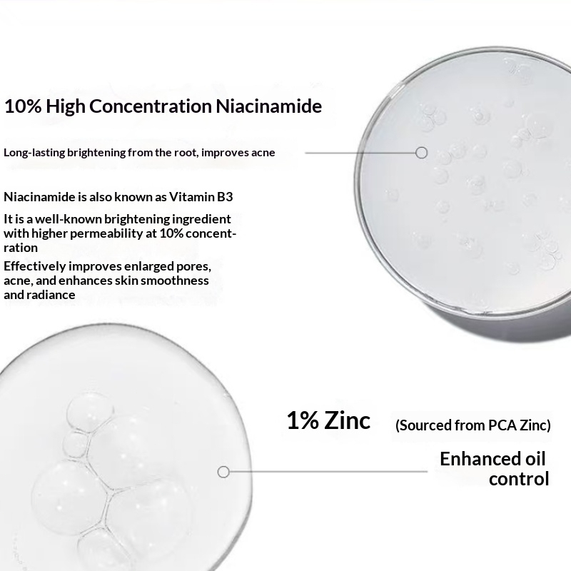 Oalimis 10% Niacinamide + 1% Zinc Serum 30ml Hydrating Brightening Oil Control Pore Minimizing Acne Scar Reduction Facial Serum for Clear Skin Uneven Tone Sebum Control Lightweight Fast Absorbing Formula - View 3 of 3
