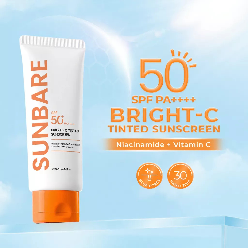 Sunbare Bright-C Tinted Sunscreen SPF 50 PA++++ with Niacinamide Vitamin C Protects Skin from Sun Damage(30ml) - View 2 of 3
