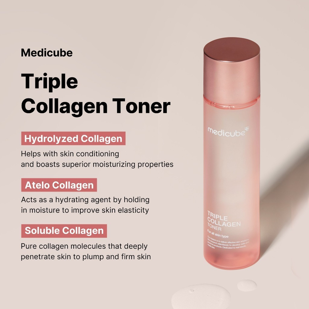medi-cube Triple Collagen Toner 140ml | Hydrating Elasticity Boosting Toner for Plump Glowing Skin - View 2 of 3
