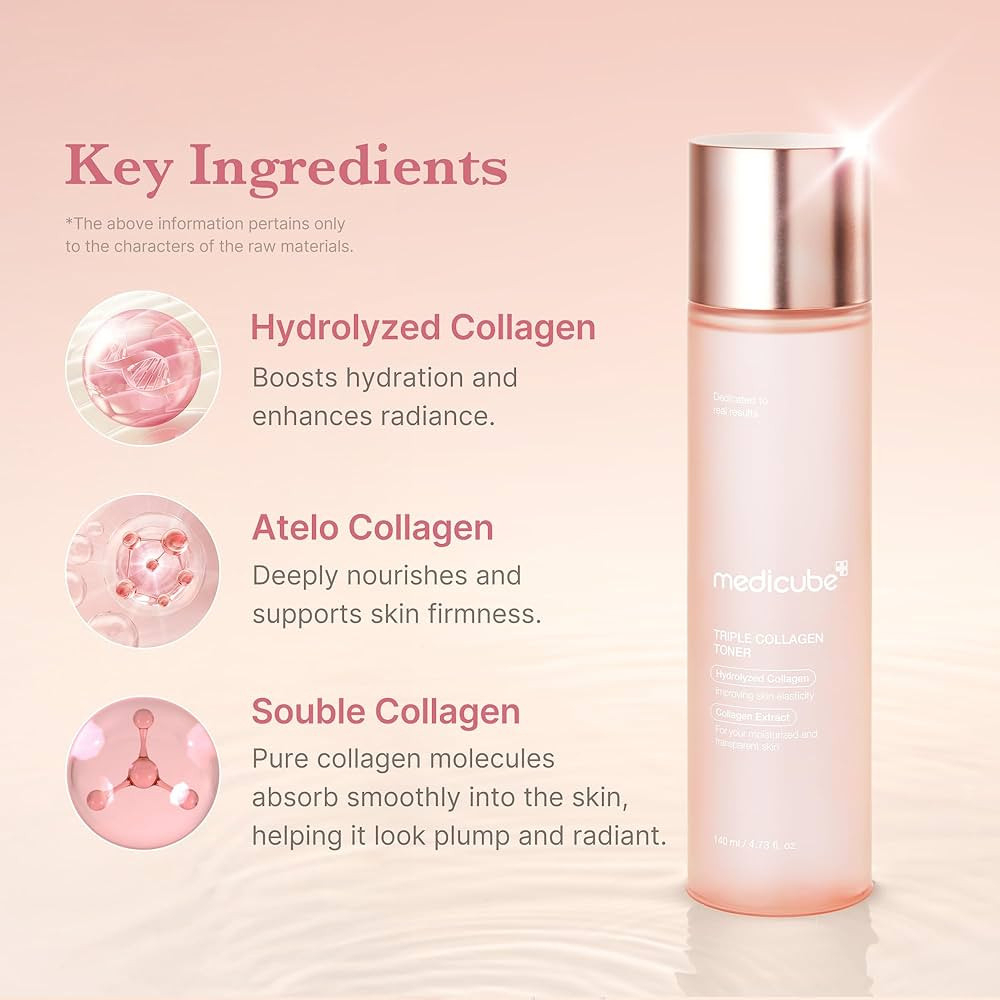 medi-cube Triple Collagen Toner 140ml | Hydrating Elasticity Boosting Toner for Plump Glowing Skin - View 3 of 3