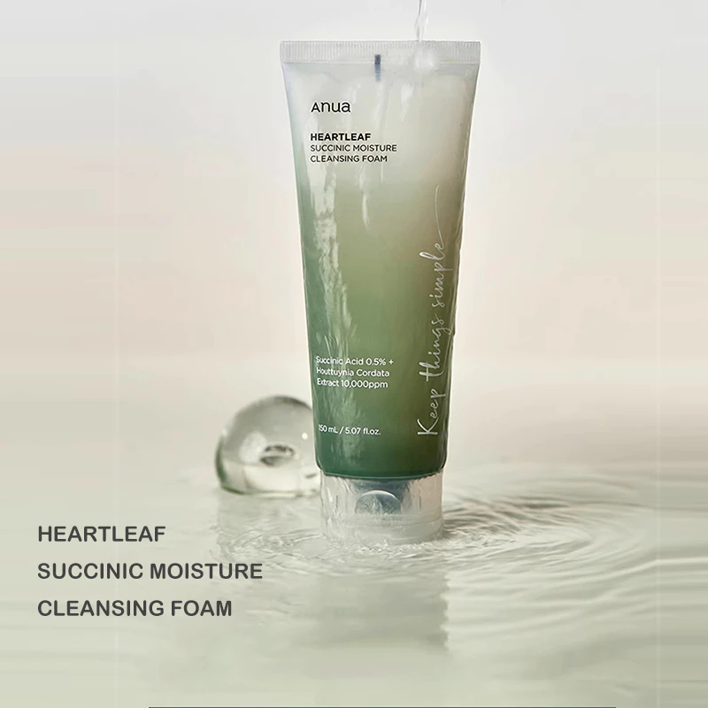 【100% Original】An-ua Heartleaf Succinic Moisture Cleansing Foam 150ml | Mildly Acidic Exfoliating Cleanser for Dry & Combination Skin - View 3 of 3