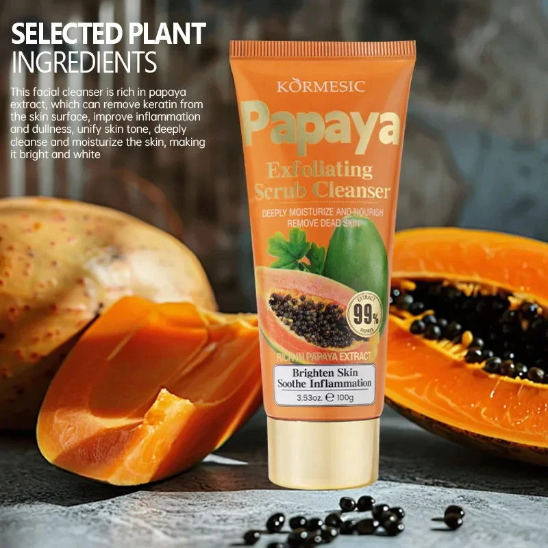 Papaya Extract Vitamin C Whitening Face Wash Deep Cleansing Oil Control Cleanser 100g Gentle Brightening Scrub Pencuci Muka Pepaya Removes Dirt Excess Oil Refreshing Hydrating Daily Skincare for Smooth Radiant Healthy Skin - View 2 of 3