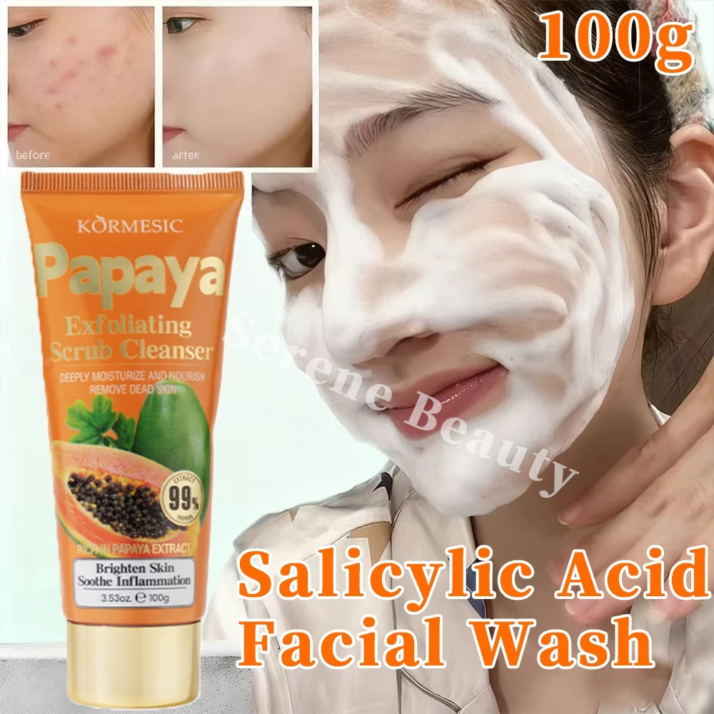 Papaya Extract Vitamin C Whitening Face Wash Deep Cleansing Oil Control Cleanser 100g Gentle Brightening Scrub Pencuci Muka Pepaya Removes Dirt Excess Oil Refreshing Hydrating Daily Skincare for Smooth Radiant Healthy Skin - View 3 of 3