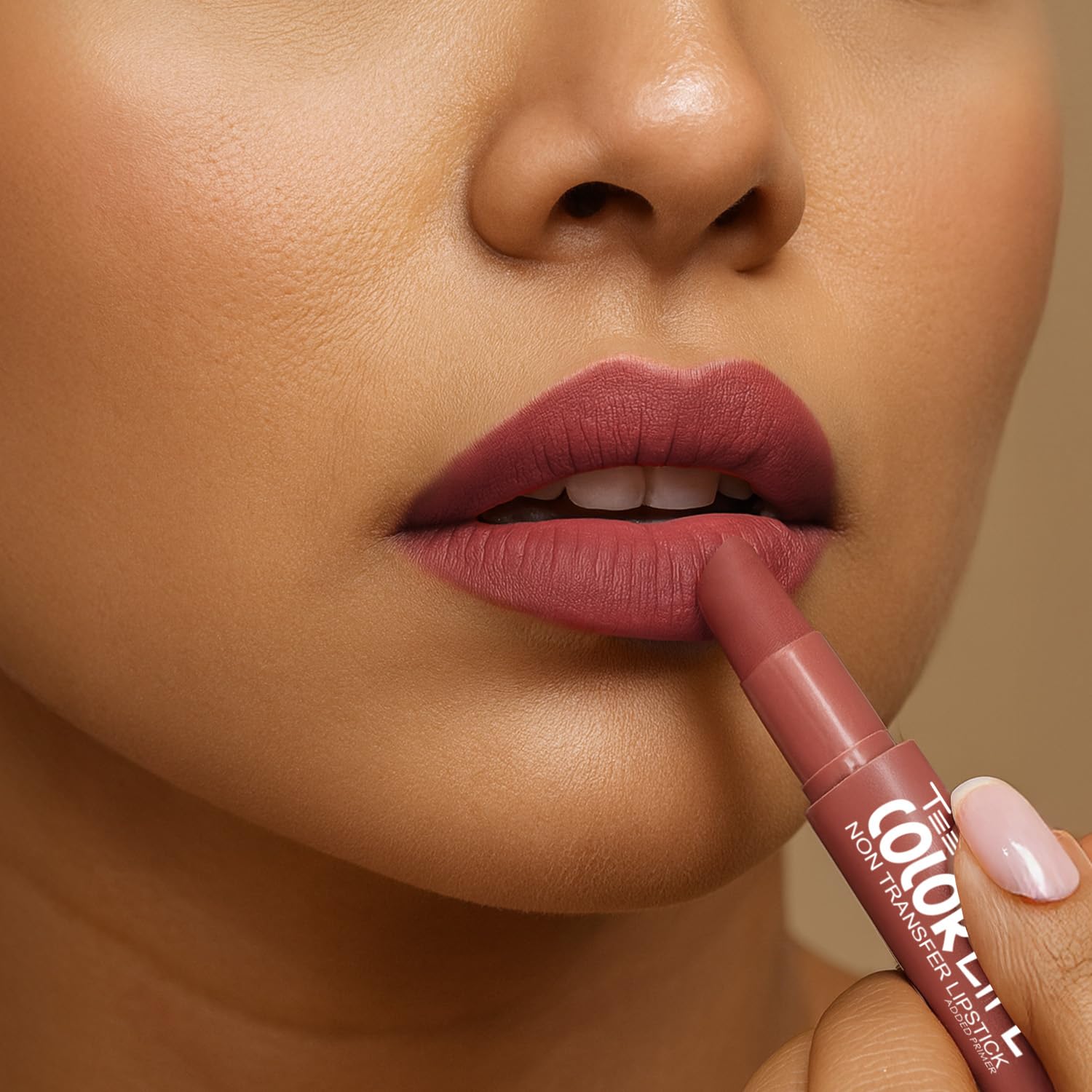 TEEN TEEN Color Life Nontransfer Crayon Lipstick | Matte Finish with Built-in Primer | Waterproof & Long Lasting Lip Color | Smudge-Proof, Fade-Resistant Formula | Bollywood-Nude, 2gm - View 4 of 5